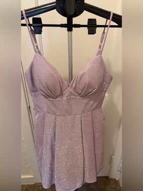 B Darlin Sparkle Lilac Spaghetti Strap Party Dress